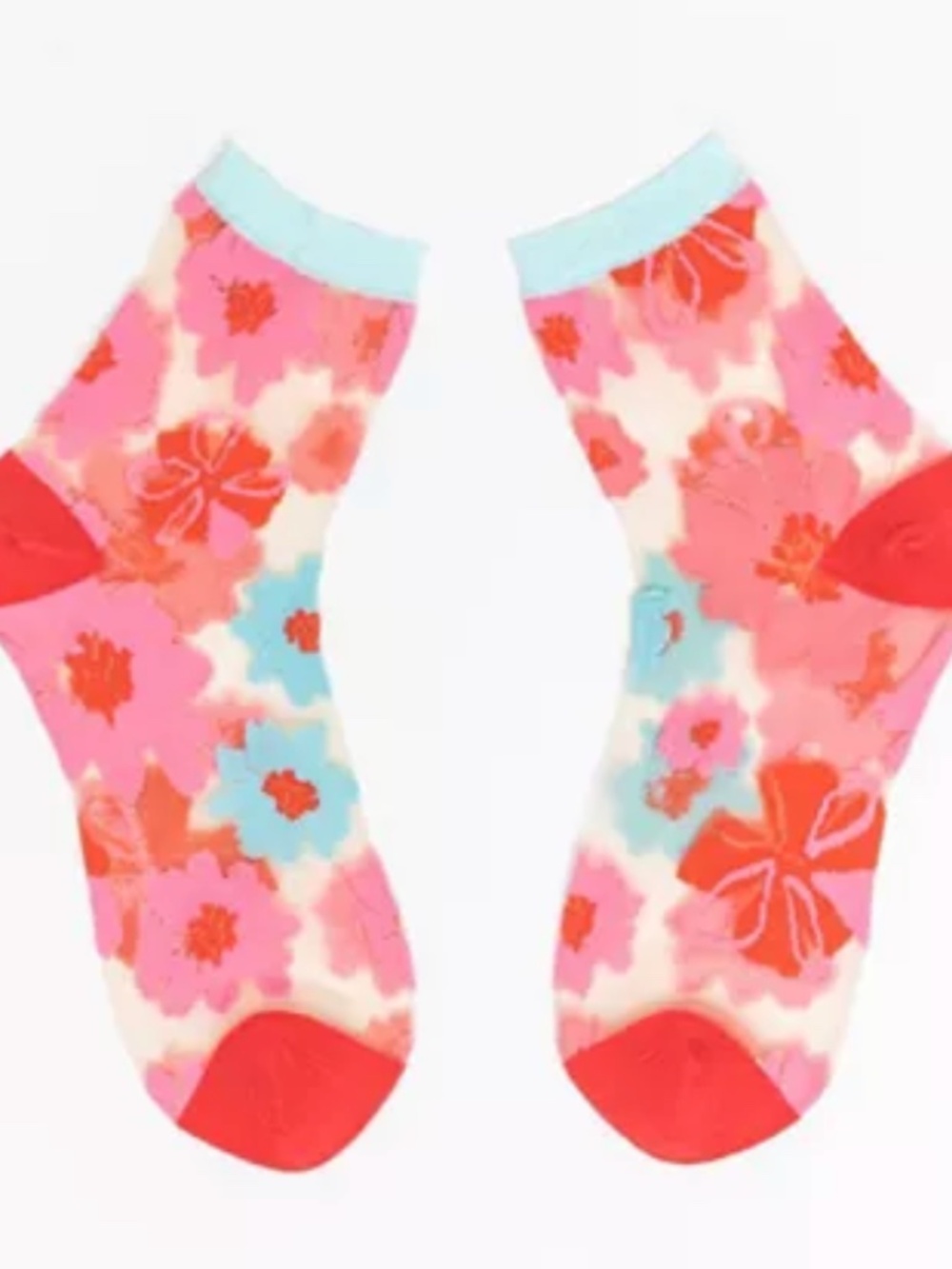 Sock Candy Ribbon Roses Sheer Ankle Socks - Picture 2 of 3